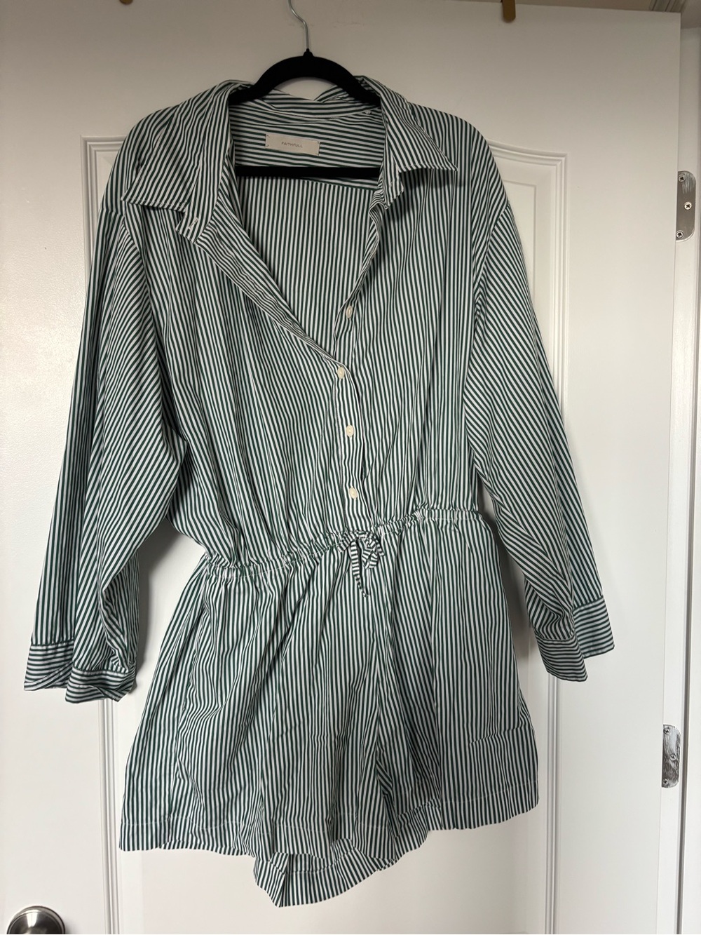 Faithfull the Brand Green & White Striped Top